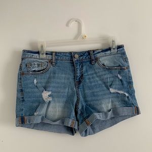 Mid-Rise Distressed Aeropostale Denim Shorts